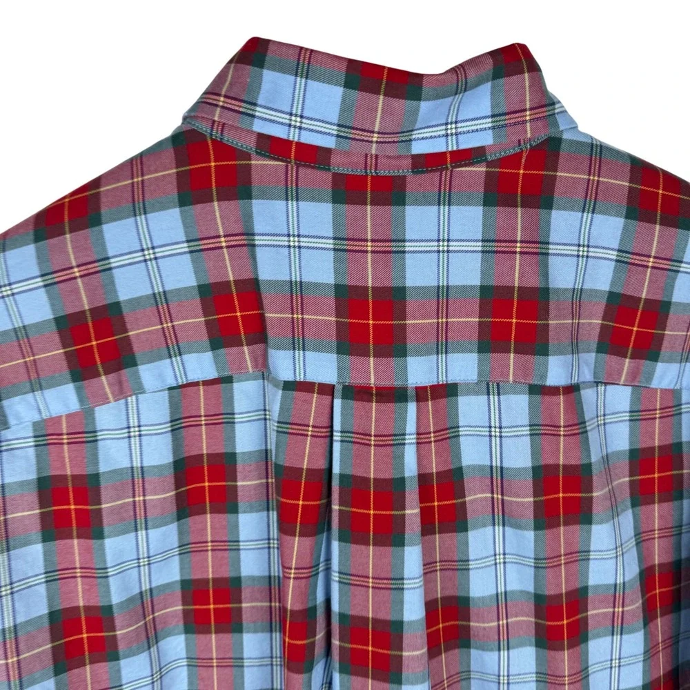 Vineyard Vines Classic Fit Tucker Shirt Mens Medium Blue Red Plaid Cotton